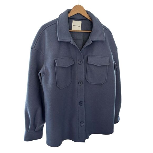 Avec Les Filles Blue Periwinkle Button Down Shacket Sz L - Picture 2 of 10